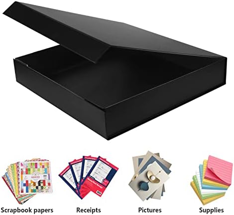 12x12 Caixa de armazenamento de scrapbook para scrapbooks, papéis e suprimentos, livre de odor, preto sólido, 1 pcs 1 pacote