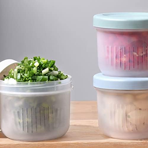 AMAYYABDH BENTO Caixa de plástico recipientes de vegetais de frutas para geladeira, drenagem, preservação, armazenamento, três em