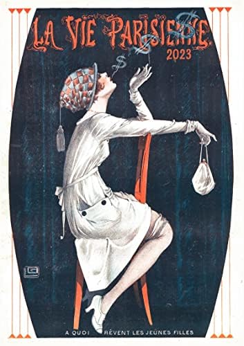 2023 Calendário de parede [12 páginas 8 x12] Georges Leonnec Art Deco vintage La Vie Parisienne Magazine M659