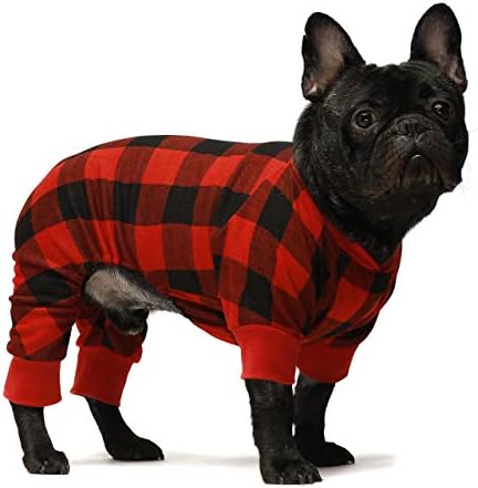 Fitwarm algodão búfalo roupas de cachorro pão de cachorro pijamas pet aparel de pet macacões gatos bordo jampos de cachorrinho de panos vermelhos médio vermelho