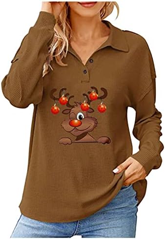 Button Up Sweaters for Women Lapeel Neck Camisetas Longe Utilitário de Trabalho Casual para Adolescentes