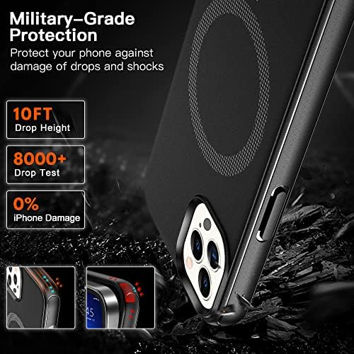 Wilbur for Magnetic iPhone 13 Pro Case, com [2 protetores de tela de vidro temperados] [Magnetic Ultra Slim Integral] [Anti-Scratch Shopfrof] projetado para iPhone 13 Pro-Black