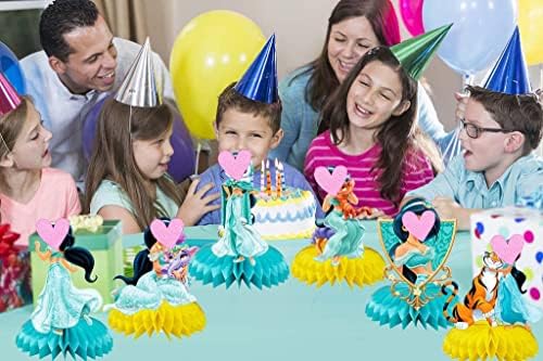 6 PCs Green Jasmine Princess Tema Honeycomb Centerpieces desenho animado Aladdin Princess Kids 'Birthday Party Decoration