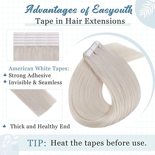 Easyouth One Pack Weft Haf Hair Extensions Real Human Hair e uma fita de embalagem em extensões de cabelo humano cor loira #1000 18 polegadas