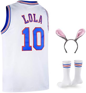 Jerseys de basquete juvenil #10 Lola Space Jerseys para 8 a 18 anos com cabeça de cabeça e meias