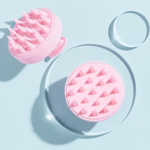 Gimme Beauty - Pincel de couro cabeludo esclarecedor rosa - escova de massagem de shampoo - lavador de cabelo de silicone limpo