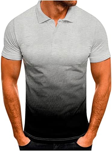 Camisas de polo masculinas usam camisas de golfe casuais de manga curta casual, pólo umidade de umidade de tênis de colarinho de colarinho gradiente de camisetas soltas