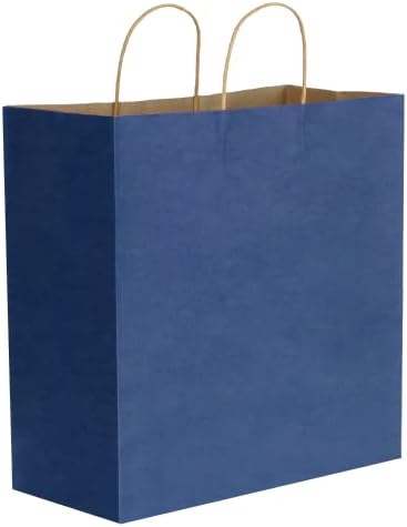 Vanhel 50pcs 13.85x13.85x6,3 polegadas Kraft Sacos de papel com alças, sacos de presente grandes e recicláveis ​​sacos de papel, sacos de presente a granel, para butiques, pequenas empresas, lojas de varejo