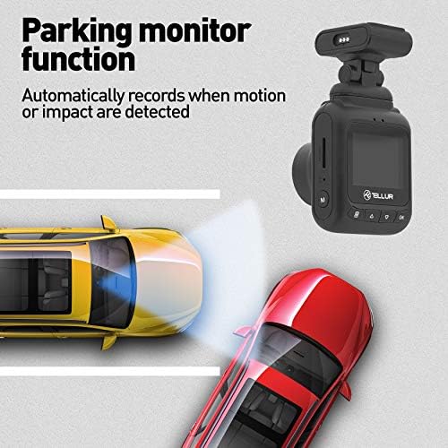 Tellur Dash Patrol DC1 Camera, FullHD 1080p, G-sensor detecta impacto e começa a gravar, função do monitor de estacionamento, preto