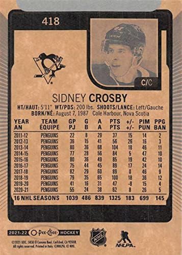 2021-22 O-PEE-Chee #418 Sidney Crosby Pittsburgh Penguins NHL Hockey Trading Card