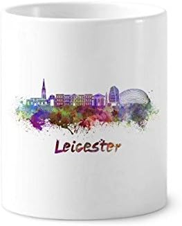 Leicester Britain City City aquarela da escova de dentes caneta caneca de cerâmica