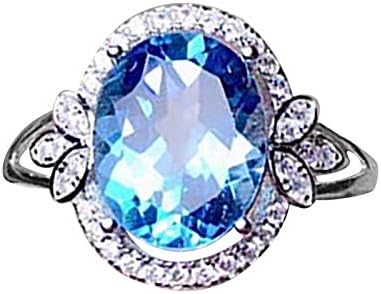 Anel de anel de cobre Anel de zircão vintage 610 Tamanho azul Tamanho das mulheres Anéis femininos Tamanho 8