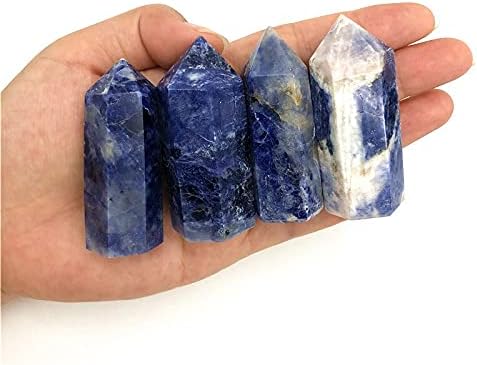 Jóias Marka azul natural Sodalite Gemstone Lápis de Cristal Ponto Cura Towing Gemtone Mineral Mineral Crystal Obelisk Healing Stick Stick para cicatrização de cristal
