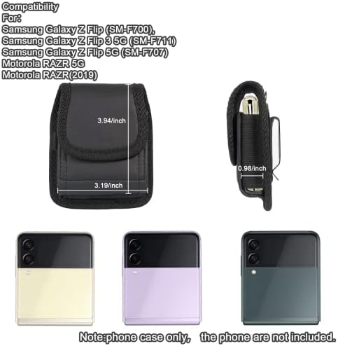 Coldre de telefone celular Yanzhe para Samsung Galaxy Z Flip 3 5g, Samsung Z flip 5g ， Samsung Z flip, bolsa com clipe de cinto de metal ， fechamento magnético e loop de correia