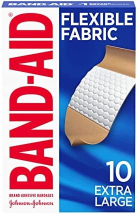 Band-Aid Brand Adhesvie Bandrages Flexible Fabric, Extra grande, 10 contagem
