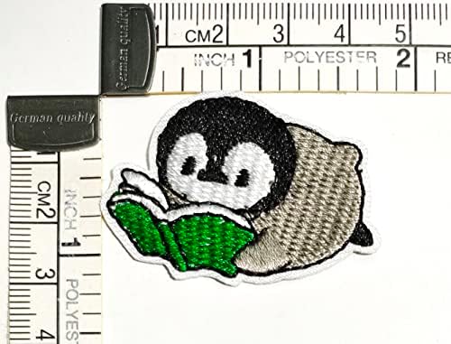 Kleenplus 3pcs. Pinguim com livro verde bordado de ferro bordado em costura em patch starton sticks de adesivos para roupas