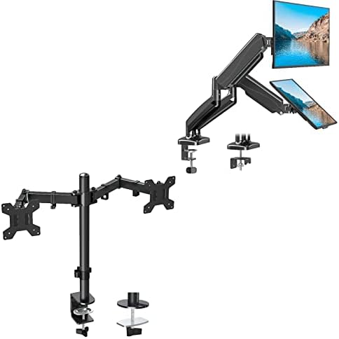 Mountup Dual Monitor Stand + Pacote de Montagem de Montagem Dada de Merca de Merca de Motas de Motivo Full