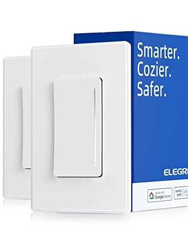 ELEGRP SMART DIMMER LIGHT SWITCH DTR30, pólo único ou 3 vias, 2,4 GHz Wi-Fi Touch Dimmer funciona com Alexa e o Google Assistant, precisa