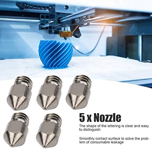 Conjunto de bicos de impressoras 3D de 5pcs, bocais de extrusores, para MK8 1,75mm consumíveis 0,2-1,0 mm Acessórios de aço endurecidos, tratamento geral de endurecimento