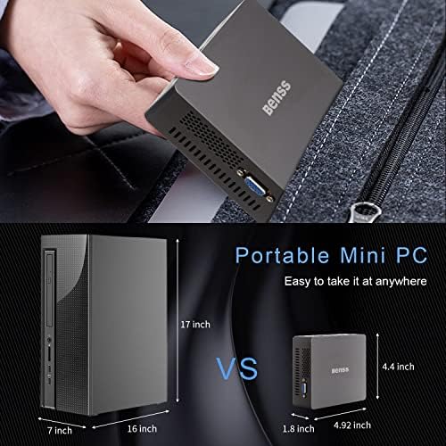 Mini PC, Benss Mini Intel 11th Gen 4 Cores N5095, Mini Desktop Computador 8 GB DDR4 RAM 128 GB SSD, Mini Computador pequeno