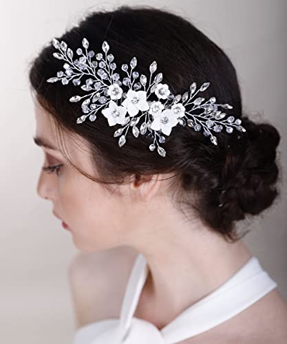 Chargances Bridal Bridal Flower Haird Peade Com casamento claro Ripeiro de cabelo Vine Vinha Vintage Crystal Handmade Hair Acessórios
