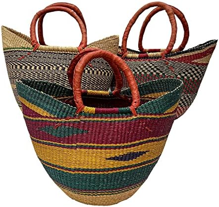 DeLuxe Colorful African Shopping Casket - Grande forma de 18 - por mulheres de mercado em Bolgatanga, Gana com Africa Heartwood