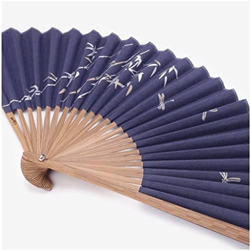 Fãs decorativos de cokuera Decorativa Blue Blue Dobra ventilador de mão Handheld Fã artesanato papel de bambu fãs de bambu