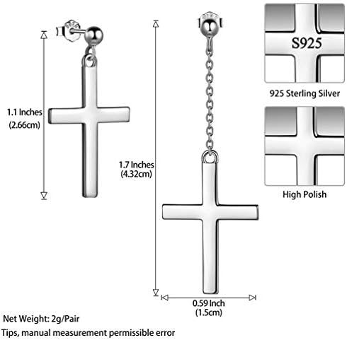 Brincos transversais masculinos 925 Brincos de cross cross cross relicistas de prata esterlina para homens Brincos transversais
