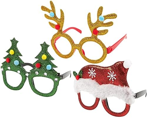 Óculos engraçados para o Natal, adereços de cabine de fotos brilhantes, designs variados