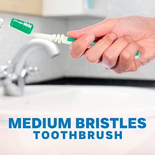 Pacote manual de escova de dentes manual de cuidados com escudo, filamentos completos de vários níveis, cerdas médias para limpeza
