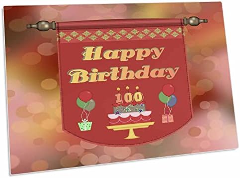 3drose feliz 100º banner de aniversário, bolo com presentes e. - Tapetes de local para baixo da almofada