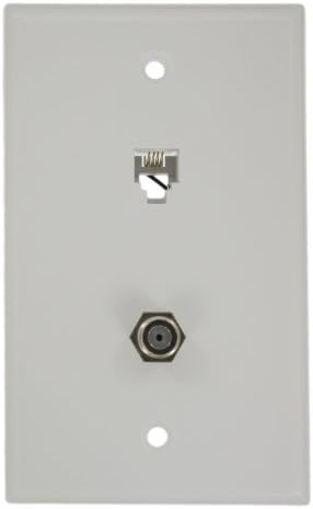 Leviton 40259-W Jack de parede telefônica padrão, 6p4c x f, terminal de parafuso, branco