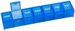 Ezy Dose semanal Organizador de comprimidos, planejador de vitaminas e caixa de medicina, compartimentos grandes, azul,