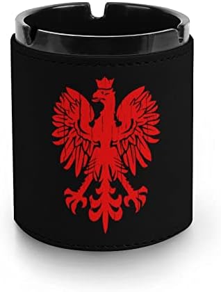 Polish Flag Eagle Cigarette Ashtray PU Leather Ash Bandejando Suporte para Decoração de Desktop de escritório em casa