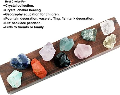 10pcs Cristal natural natural Cristal e pedras preciosas, rochas ásperas de Stino e mineral, Chakra Healing Stone com caixa