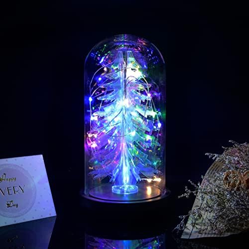 Ainyrose colorida Artificial Artificial Árvore de Natal Presente da árvore, árvore de Natal em cúpula de vidro, presentes para o Natal