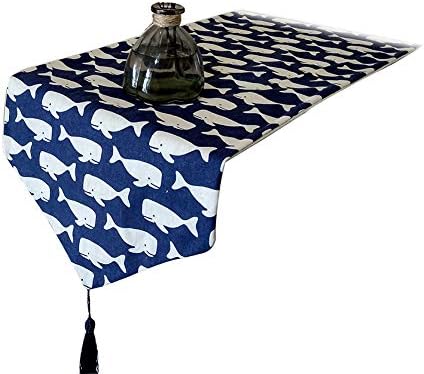 Lençóis de mesa de mesa de miau suave lençóis lenços de cômodos capa de gabinete com borlas 63x12 polegadas, baleia