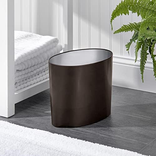 Mdesign Metal Moderno Oval Pequeno 1,8 galão/ 6,9 litros lata de lata, cesta de resíduos para banheiro, quarto possui lixo, resíduos, papel, recicláveis ​​- coleção Mirri - bronze