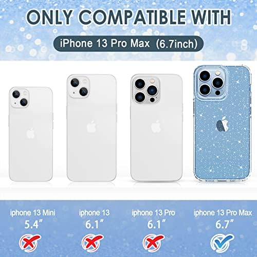 Para o iPhone 13 Pro Max Case Clear Glitter, capa fofa de telefone feminino brilhante para mulheres [design de brilho] Anti-arranhão TPU macio TPU Slim Fit Shopfrof Protective Case de proteção contra 6.7 , Glitter claro