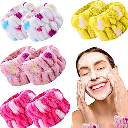 8 PCS Toalhas de pulso Para lavar o rosto, as faixas de microfibra absorver pulseiras de lavagem para mulheres impedem a água