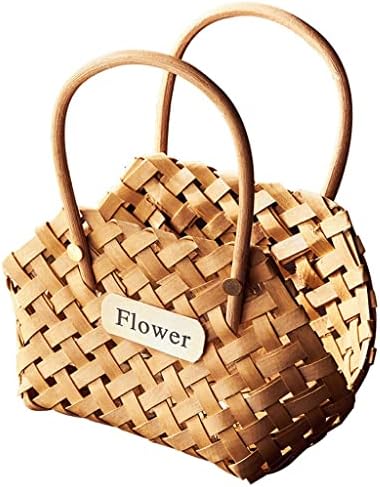 Zhuhw estilo rústico pequeno cesto de cesta de cesto de flor Flores secas flores falsas Flores de piqueniques de vime artesanal