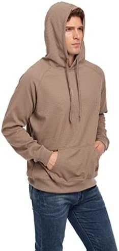 Vict Popu Hoodies for Men Pullover de manga longa com capuz Jacquard com bolsos grandes moletom de cor sólida