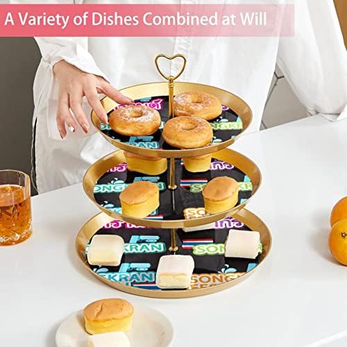 3 Placa de fruta de cupcake de 3 camadas de sobremesa Plástico para servir suporte de exibição para casamento de aniversário