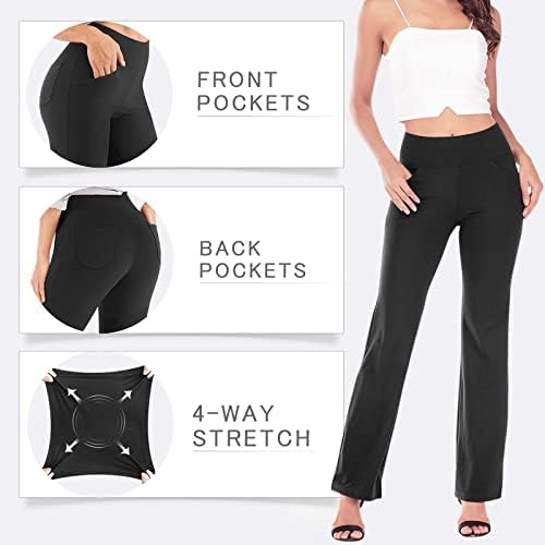 Becloh Yoga Pants com bolsos para mulheres High Workout Tummy Control Pants Casual V Crossover Flare Leggings