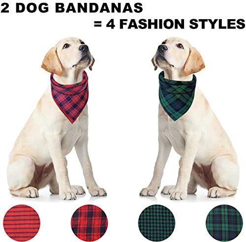 2pcs Birthday Dog Bandana - Bibs de cachorro lavável Bib dupla reversível com lenço de lenço xadrez xadrez de lenço