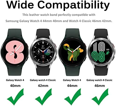 Miimall Compatível para Samsung Galaxy Watch 4 40mm 44mm/relógio 4 Bandas clássicas de 42 mm de 46 mm, faixa de pulseira de couro genuína para Samsung Galaxy Watch 4 44mm 40mm/relógio 4 clássico 46mm 42mm