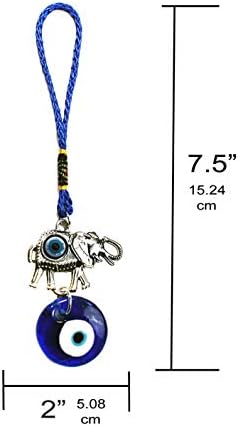 Ornamento de elefante ornamentado de Luckboostium Silty Lucky Charm W/Incluste Evil Eye e Blue Ear Ey Ey Eye Bad - Sinal