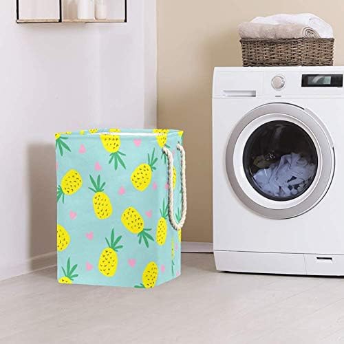 Tizorax Cute-Pineapple-Pattern Oxford Ploth Dobing Laundry Basket Cesto de balde de poeira Lavagem de brinquedo Dirty Roupas