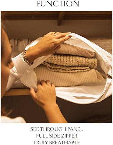 Bolsa de armazenamento de suéter de algodão de luxo | Grande/extra grande de 18 polegadas | Bolsa de vestuário de caxemira de algodão orgânico certificado | Respirável | Organizador para suéteres e linho | Neutral de carbono certificado