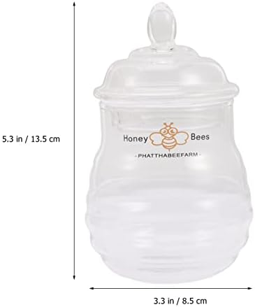 Contêineres de vidro de vidro Zerodeko jarra de mel com dipper e tampa de colméia de mel os recipientes de mel para cozinha